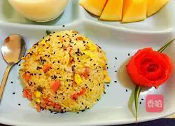 Rose Illustration of how to make egg fried rice 6