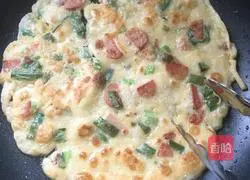 Illustration of how to make leek, ham and egg cake 3