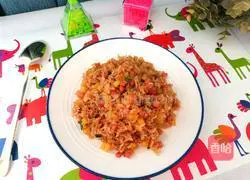 Illustration of how to make ham and potato fried rice 9