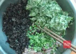 Illustration of how to make pork and sophora flower stuffed dumplings 14