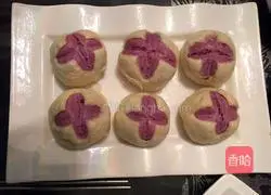 Illustration of how to make purple potato blossom steamed buns 6