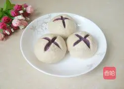 Illustration of how to make purple potato blossom steamed buns 17