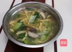 Illustration of how to make green vegetables, mushrooms and corn noodles 9