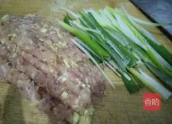 Illustration of how to make pork and green onion dumpling stuffing 4