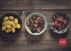 Illustration of braised rice with chestnuts, mushrooms and sausages 2