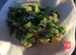 Chives and pork Illustration of how to make stuffed dumplings 5