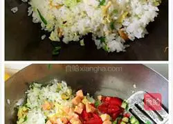 Illustration of how to make ham sausage and egg fried rice 5