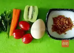 Illustration of how to make fried rice with cherry tomatoes, mixed vegetables and eggs 1
