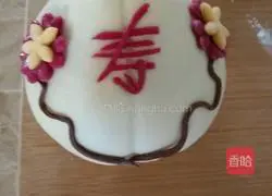 Illustration of how to make longevity peach with vegetable juice (flower buns) 10