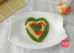 Illustration of how to make two-color love cake 10