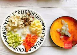 Illustration of how to make Little Bear Shrimp, Mixed Vegetables and Tofu 4