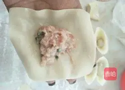 Illustration of how to make pork stuffed Yuanbao wontons 4