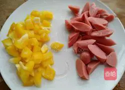 Illustration of ham sausage fried rice 2