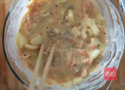 Illustration of how to make shrimp and vegetable pizza 2