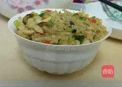Illustration of how to make double mushroom curry fried rice 12