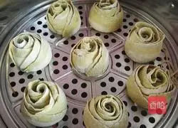 Rose flower meat Illustration of how to make steamed buns (matcha) 14