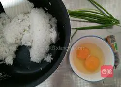 Illustration of how to make ham and egg fried rice 1