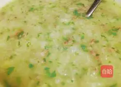 Illustration of how to make green vegetable and lean meat porridge 7