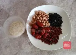 Illustration of how to make red bean, peanut and black rice porridge 1