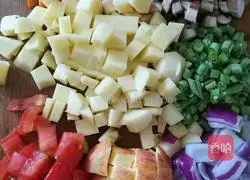 Illustration of how to make curry chicken rice 2