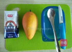 Illustration of how to make mango yogurt box 1