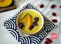 Illustration of how to make pumpkin, red dates and black millet porridge 6