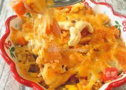 Illustration of how to make colorful cheese baked rice 13