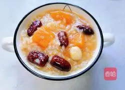 Illustration of how to make red dates and pumpkin porridge 11