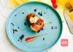 Illustration of how to make bacon cheese rice balls 8