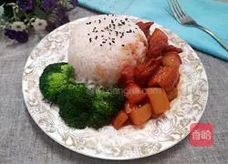 Illustration of braised pork rice bowl 1