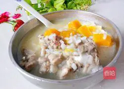 Illustration of how to make pork ribs and pumpkin rice porridge 13