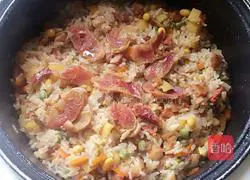 Illustration of how to make braised sausage and mixed rice 8