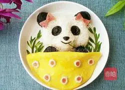 Illustration of how to make giant panda rice balls 10