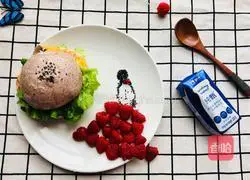 Illustration of how to make big black bun burger 1