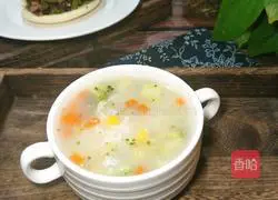 Illustration of three-color vegetable breakfast porridge 5