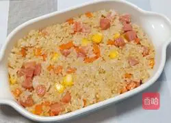 Sausage Illustration of how to make seasonal vegetable baked rice 8