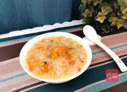 Illustration of how to make pumpkin and mung bean porridge 9