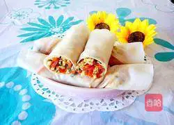 Illustration of how to make vegetarian spring rolls 14