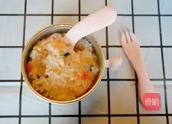 Baby food supplement: Illustration of how to make tomato cod porridge 