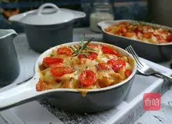 Illustration of how to make baked rice with chicken in mushroom sauce 1