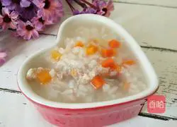 Illustration of how to make mushroom, carrot, asparagus and meat porridge 8