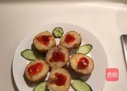 Illustration of how to make meat floss and cheese rice balls 5