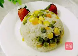 Illustration of how to make peas and corn braised rice 4