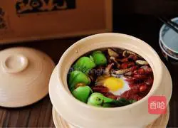 Illustration of how to make sausage clay pot rice 16