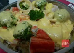 Cheese and seafood baked rice recipe 4