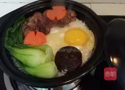 Illustration of how to make sausage clay pot rice 7