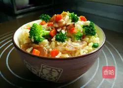 Illustration of how to make sausage braised rice 14