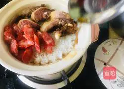 Illustration of the home version of cured meat claypot rice 4