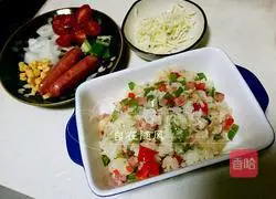 Sausage and Cheese Baked Rice Recipe Illustration 1