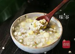 Illustration of how to make mung bean and barley porridge 6